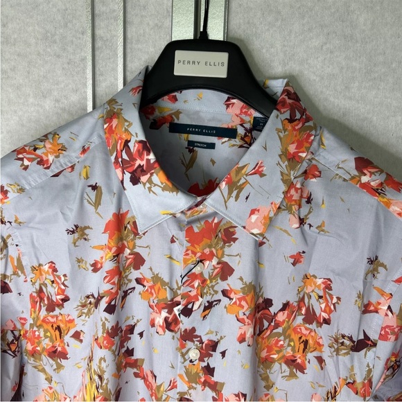 New Perry Ellis Long Sleeve Button Down Shirt Stretch Heather Sz 2X Men - Picture 2 of 10